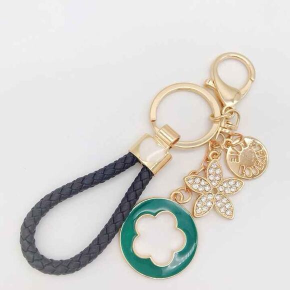 Fashionable Keychain/ Bag Charm Forever Love with Five Leaf Clover Design - Picture 1 of 2